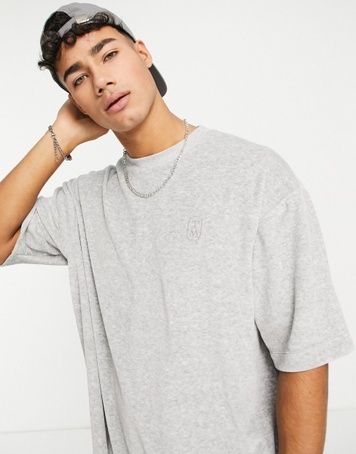 Футболка Topman Oversized Velour Сірий XS 110229910 110229910 фото