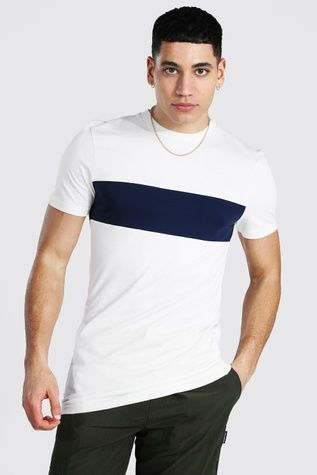 Футболка Boohoo Muscle Fit Longline Colour Block Білий XS MZZ09467 MZZ09467 фото