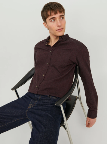 Сорочка Jack&jones Classic Melange Slim Fit Бордовий XL 12209471 12209471 фото