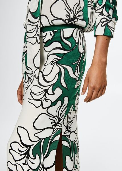 Атласна спідниця Mango Printed Satin Зелений XL 37041308 37041308 фото