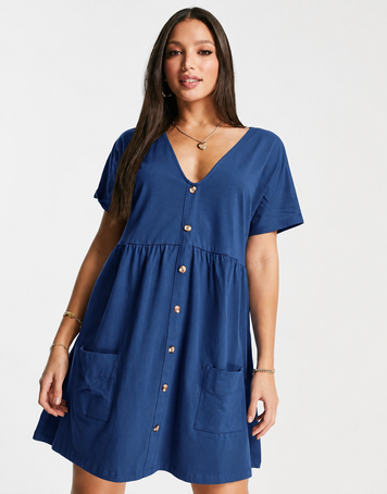 Сукня-міні ASOS DESIGN Tall oversized button through Синій UK14/L 11221677 11221677 фото