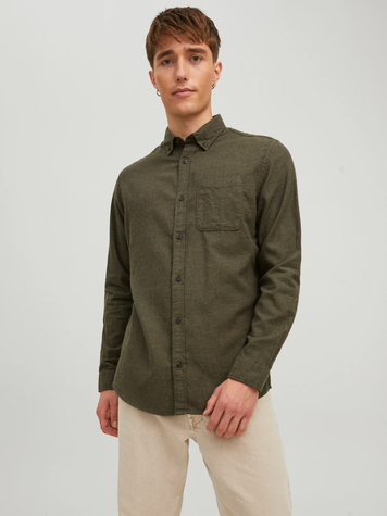 Сорочка Jack&jones Classic Melange Slim Fit Хакі L 12209471 12209471 фото