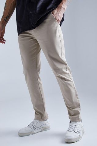 Штани Boohoo Slim Chino Pants With Woven Tab Бежевий 34R BMM63667 BMM63667 фото