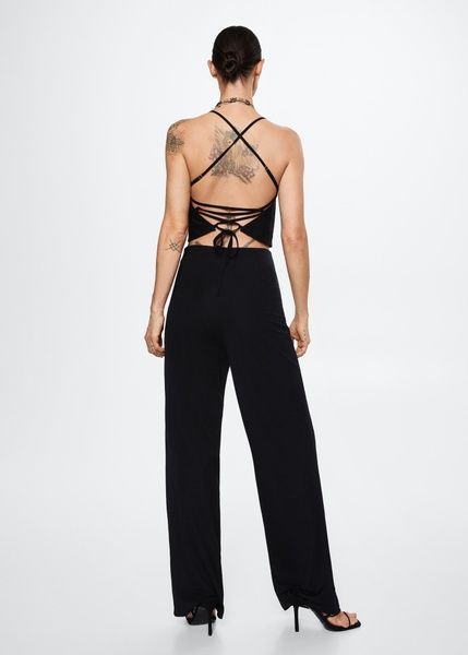 Штани MANGO Flowy Palazzo Чорний M 37050456 37050456 фото