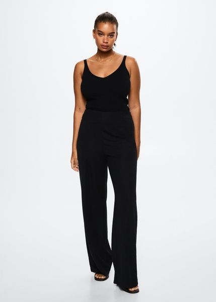 Штани MANGO Flowy Palazzo Чорний M 37050456 37050456 фото