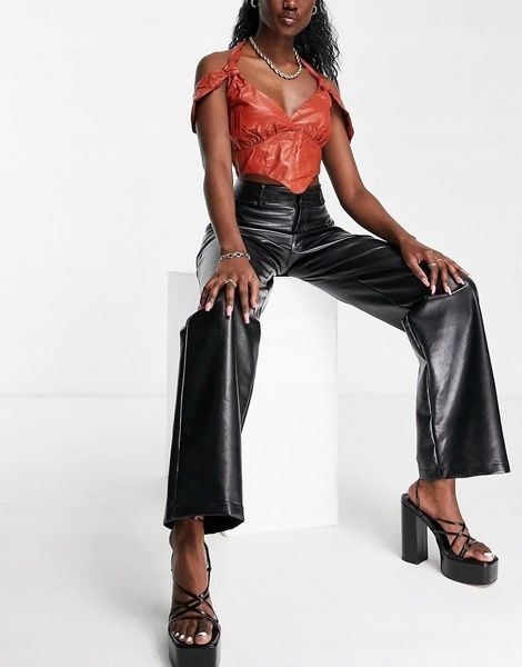 Топ Ei8th Hour Leather Look Corset W Коричневий M 106549577 106549577 фото