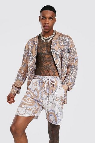 Сорочка Boohoo Long Sleeve Viscose Paisley Коричневий XS AMM00123 AMM00123 фото