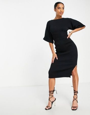 Сукня-міні Closet London Petite Ribbed Pencil Чорний UK8/XS 119945539 119945539 фото