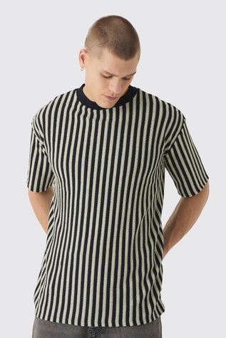 Футболка Boohoo Oversized Textured Stripe Бежевий M BMM84883 BMM84883 фото