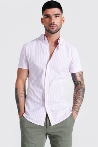 Сорочка Boohoo Oxford Thick Stripe Рожевий M MZZ86995 MZZ86995 фото