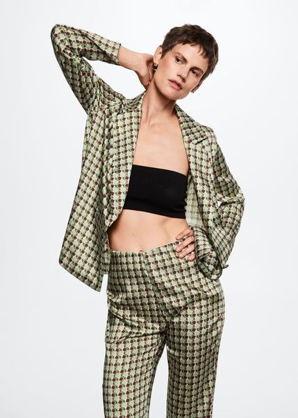 Атласні штани MANGO Chain Зелений L 37043852 37043852 фото