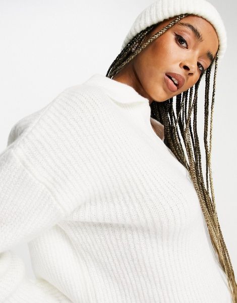 Джемпер TOPSHOP Knitted V Neck in Ecru Білий XS 107173399 107173399 фото