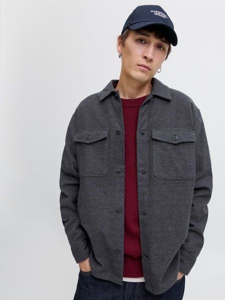 Куртка-сорочка Jack&Jones Perfect Melange Сірий M 12278822 12278822_2383 фото