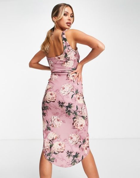 Сукня міді ASOS DESIGN Button Bodice Tuck Рожевий EU34 110514182 110514182 фото