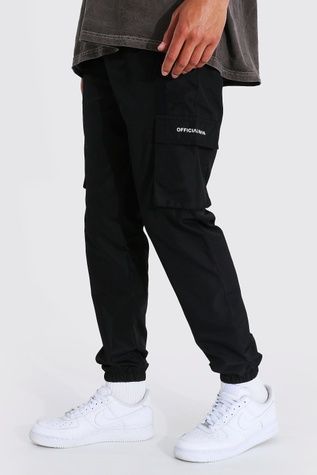 Штани Boohoo Tall Shell 3d Cargo Joggers With Strap Detail Чорний 2XL MZZ87157 фото