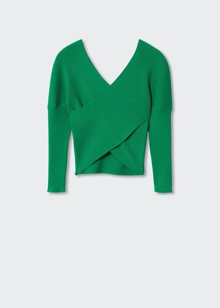 Светер Mango Cropped Cross Over Detail Зелений XS 37093842 37093842 фото