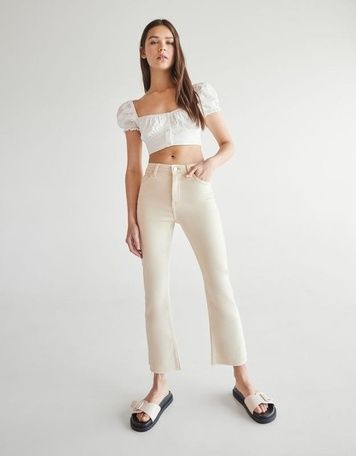 Джинси Bershka High Rise Flare Бежевий EUR42 0112/019/712 0112/019/712 фото