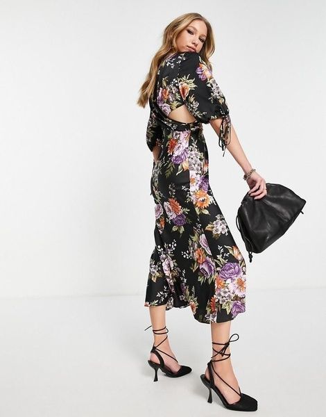 Атласна сукня ASOS DESIGN Pleated Waist Detail Чорний EU40/L 109174109 109174109 фото