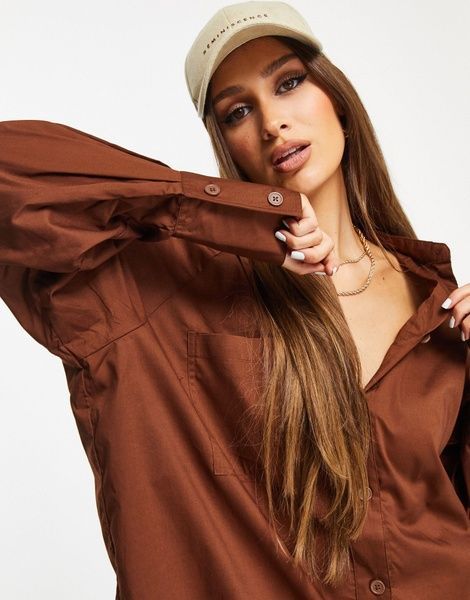 Сукня сорочка Threadbare Oversized Balloon Sleeve Коричневий EU38 1878788 1878788 фото