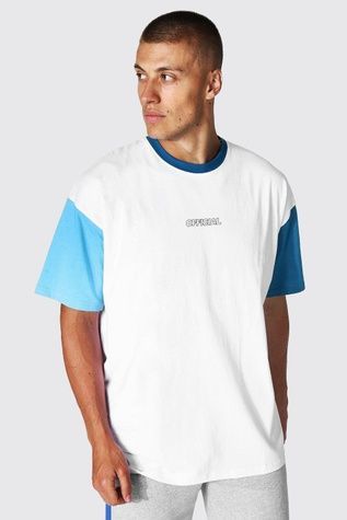 Футболка Boohoo Oversized Official Colour Block Білий XS AMM00078 AMM00078 фото