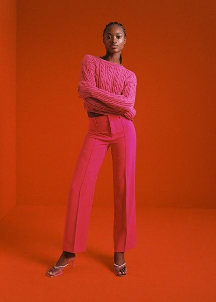 Штани MANGO Maca Straight Suit Фуксія EUR32 37085145 37085145 фото