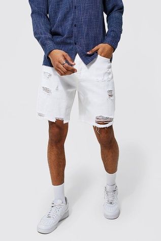 Джинсові шорти Boohoo Relaxed Fit Rigid Multi Rip Білий 36 BMM06112 BMM06112 фото
