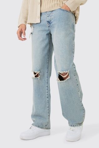 Джинси Boohoo Baggy Rigid Ripped Knee Блакитний 36R BMM82330 BMM82330 фото