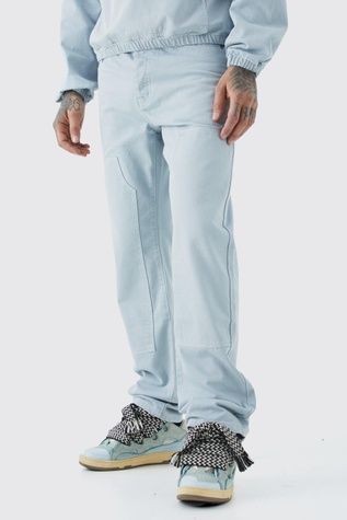 Джинси Boohoo Tall Relaxed Rigid Overdyed Carpenter Блакитний 32 BMM68685 BMM68685 фото