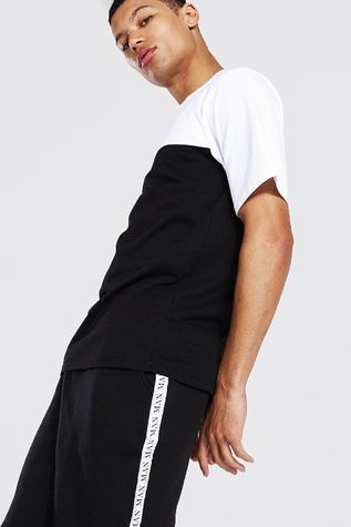 Футболка boohoo Tall Man Colour Block Чорно-Білий S MZZ86255 MZZ86255 фото