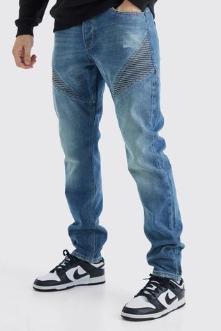 Джинси Boohoo Tall Slim Rigid Biker Panelled Синій 32 BMM57793 BMM57793 фото