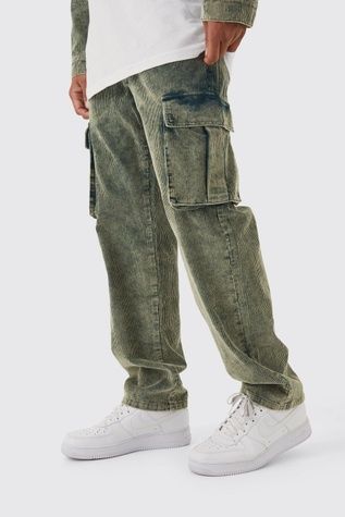Штани вельветові Boohoo Relaxed Acid Wash Зелений 32R BMM62290 BMM62290 фото