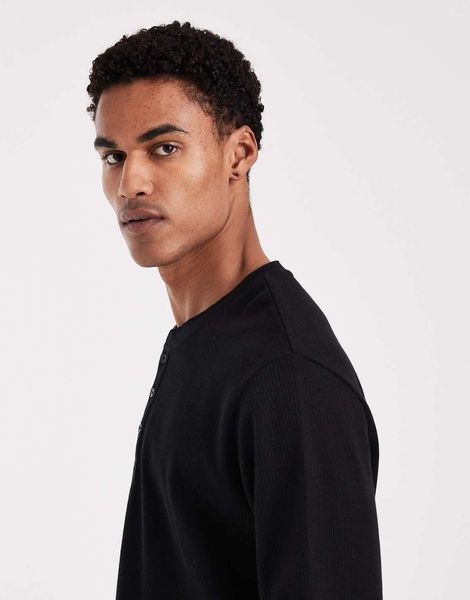 Лонгслів Jack&Jones JORARGOS Henley Чорний XL 12294943 12294943 фото