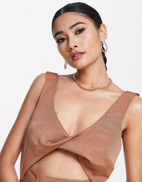 Міні сукня Asos Structured Twist Front Мокко EU36 107338686 107338686 фото