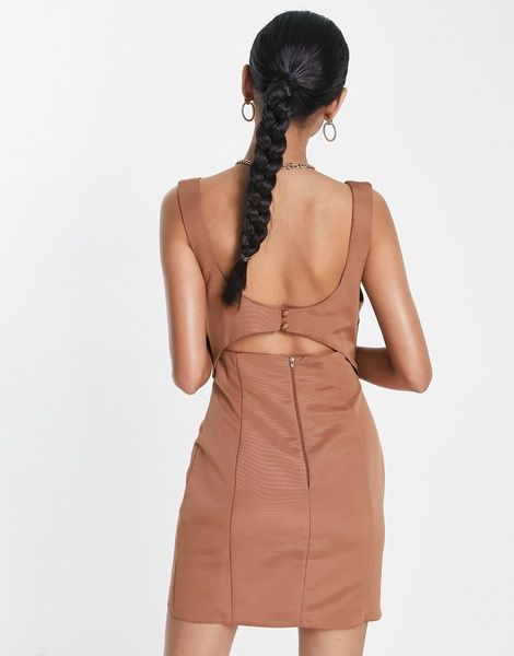 Міні сукня Asos Structured Twist Front Мокко EU36 107338686 107338686 фото
