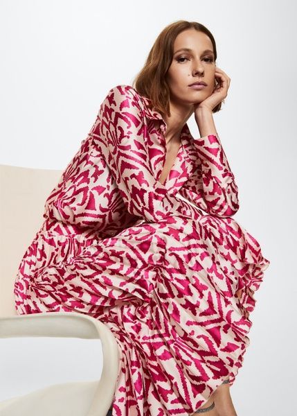 Спідниця плісе MANGO Printed Pleated Рожевий XL 37093855 37093855 фото