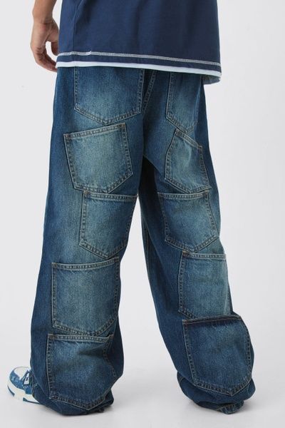 Джинси Boohoo Extreme Baggy Rigid Multi Pocket Синій 30R BMM83928 BMM83928 фото