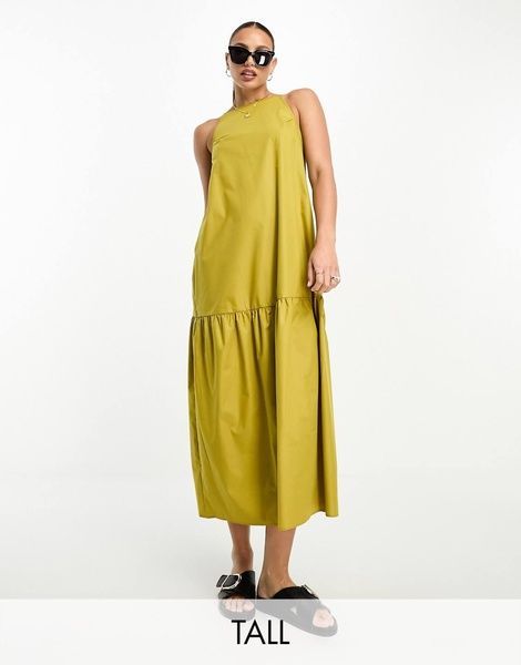 Сукня міді Lola May Square Neck Trapeze Tiered Гірчичний XL 127370653 127370653 фото