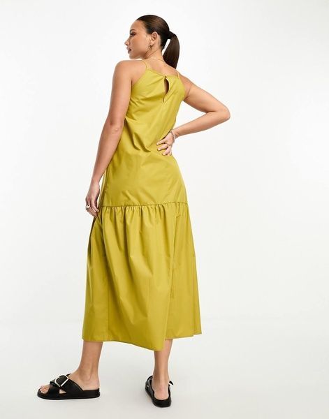 Сукня міді Lola May Square Neck Trapeze Tiered Гірчичний XL 127370653 127370653 фото