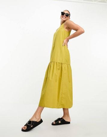 Сукня міді Lola May Square Neck Trapeze Tiered Гірчичний XL 127370653 127370653 фото