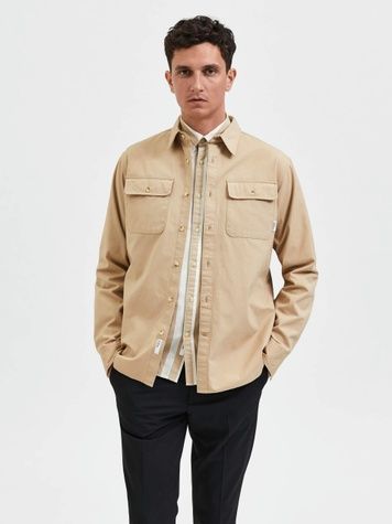 Сорочка Selected Homme STRUCTURED Relax Бежевий L 16085805 16085805 фото